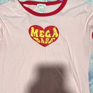 Rue21 Pink Red Heart Graphic Tee